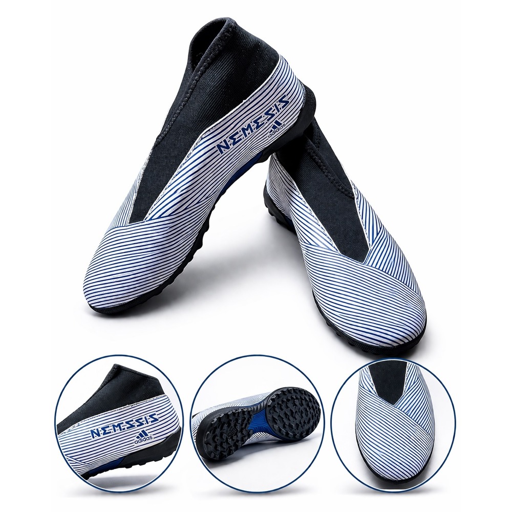 Adidas Nemeziz Kids Soccer Cleats Blue White Striped Size‎ 4.5Y
